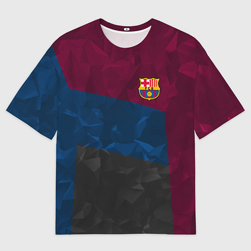 Мужская футболка оверсайз FC Barcelona: Dark polygons / 3D-принт – фото 1