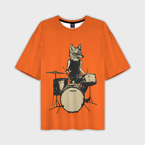 Мужская футболка оверсайз Drums Fox / 3D-принт – фото 1