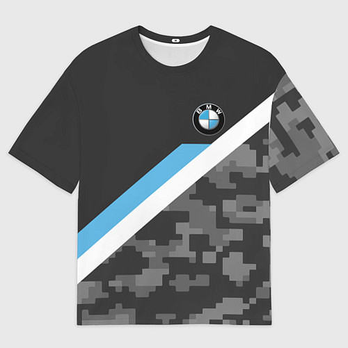 Мужская футболка оверсайз BMW: Pixel Military / 3D-принт – фото 1