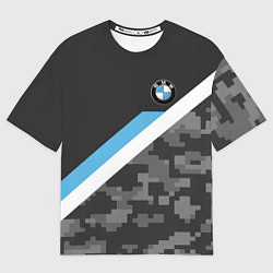 Футболка оверсайз мужская BMW: Pixel Military, цвет: 3D-принт