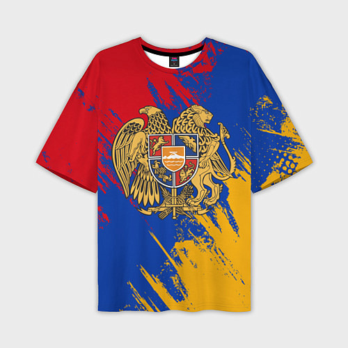 Мужская футболка оверсайз Герб и флаг Армении / 3D-принт – фото 1
