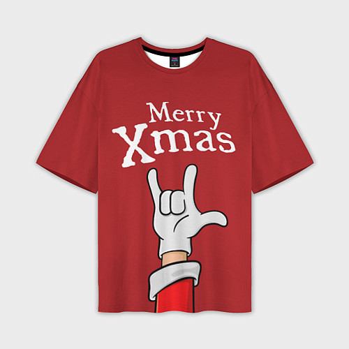Мужская футболка оверсайз Merry Xmas - Santas hand / 3D-принт – фото 1