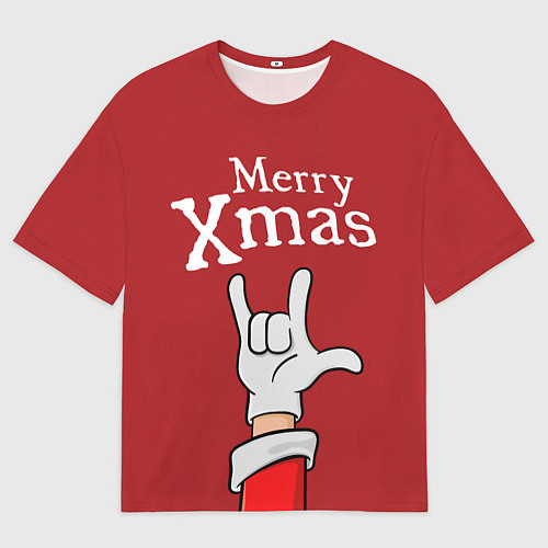 Мужская футболка оверсайз Merry Xmas - Santas hand / 3D-принт – фото 1