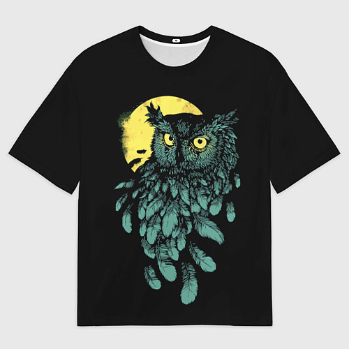 Мужская футболка оверсайз Филин - светящиеся глаза / 3D-принт – фото 1