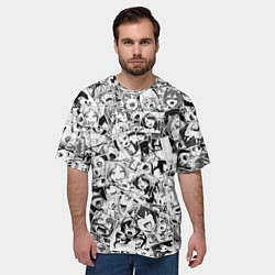 Футболка оверсайз мужская Ahegao: Black & White, цвет: 3D-принт — фото 2