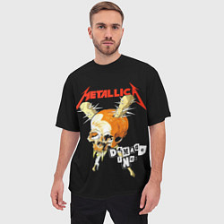 Футболка оверсайз мужская Metallica - orange skull, цвет: 3D-принт — фото 2