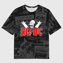 Футболка оверсайз мужская AC DC - Homer Simpson, цвет: 3D-принт