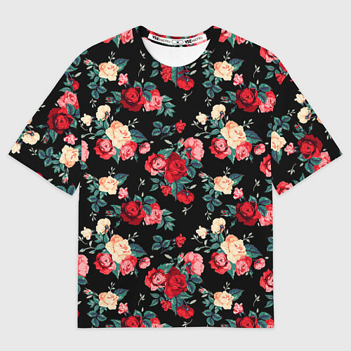 Мужская футболка оверсайз Кустовые розы / 3D-принт – фото 1
