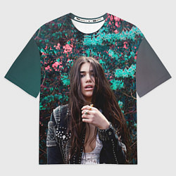 Футболка оверсайз мужская Dua Lipa: Floral, цвет: 3D-принт
