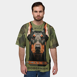 Футболка оверсайз мужская Дикий доберман, цвет: 3D-принт — фото 2
