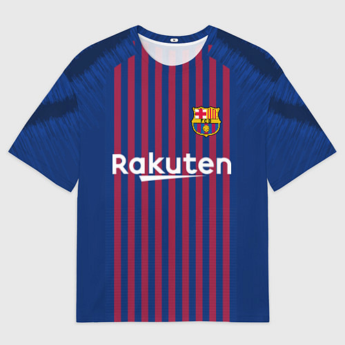 Мужская футболка оверсайз FC Barcelona: Messi Home 18/19 / 3D-принт – фото 1
