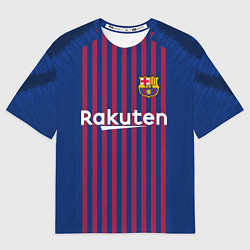 Футболка оверсайз мужская FC Barcelona: Messi Home 18/19, цвет: 3D-принт