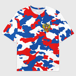 Футболка оверсайз мужская Герб РФ Милитари, цвет: 3D-принт