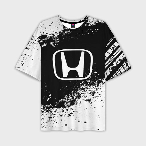 Мужская футболка оверсайз Honda: Black Spray / 3D-принт – фото 1