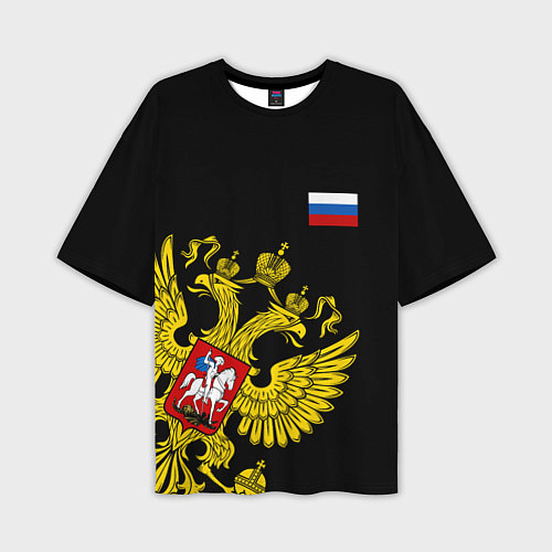 Мужская футболка оверсайз Флаг и Герб России / 3D-принт – фото 1