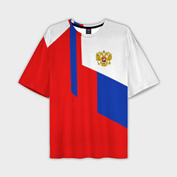 Мужская футболка оверсайз Russia: Geometry Tricolor