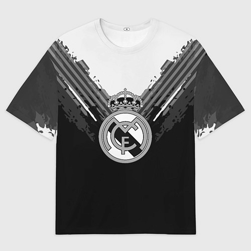 Мужская футболка оверсайз FC Real Madrid: Black Style / 3D-принт – фото 1