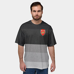 Футболка оверсайз мужская ФК Арсенал: Серый стиль, цвет: 3D-принт — фото 2