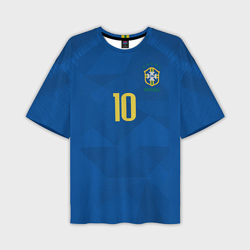 Мужская футболка оверсайз Сборная Бразилии: Неймар ЧМ-2018 гостевая / 3D-принт – фото 1