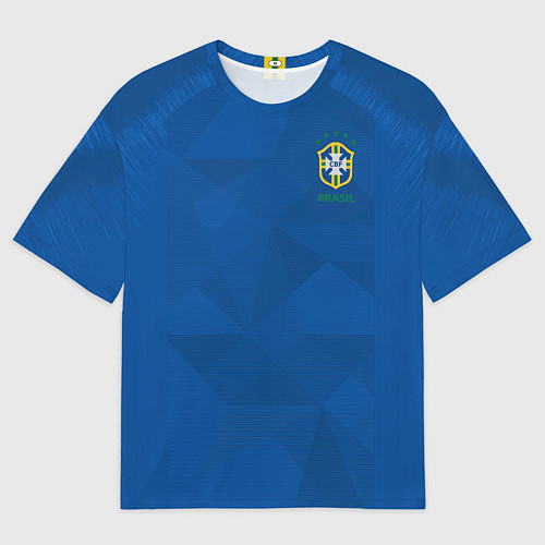 Мужская футболка оверсайз Бразилия: Гостевая ЧМ-2018 / 3D-принт – фото 1