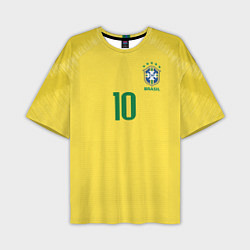 Мужская футболка оверсайз Сборная Бразилии: Неймар ЧМ-2018 домашняя