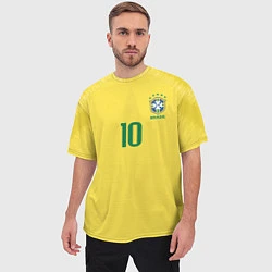Футболка оверсайз мужская Сборная Бразилии: Неймар ЧМ-2018 домашняя, цвет: 3D-принт — фото 2