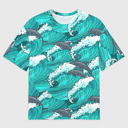 Футболка оверсайз мужская Лазурные дельфины, цвет: 3D-принт
