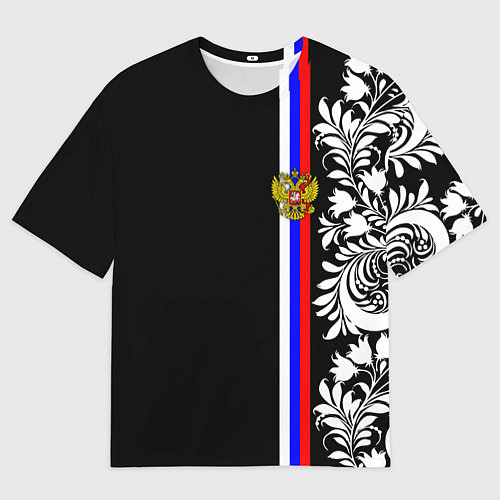 Мужская футболка оверсайз Россия: цветочная коллекция / 3D-принт – фото 1