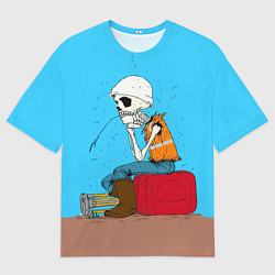 Футболка оверсайз мужская Скелет-геодезист, цвет: 3D-принт