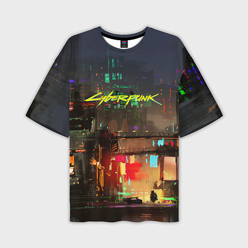 Мужская футболка оверсайз Cyberpunk 2077: Night City / 3D-принт – фото 1