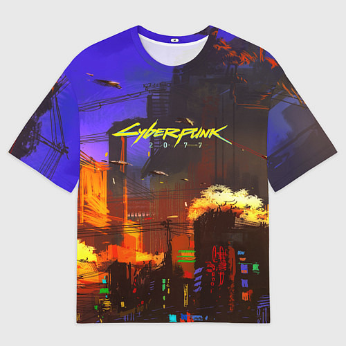 Мужская футболка оверсайз Cyberpunk 2077: Night City / 3D-принт – фото 1