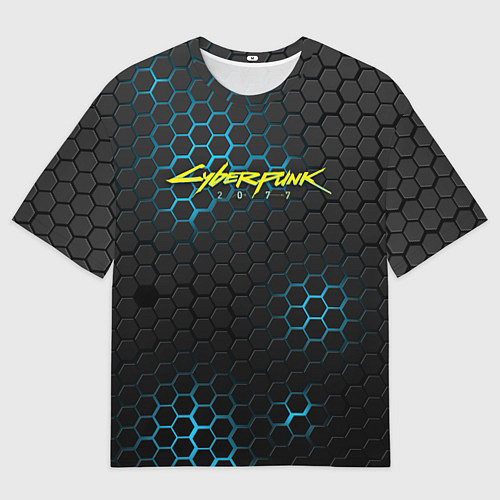 Мужская футболка оверсайз Cyberpunk 2077: Blue Carbon / 3D-принт – фото 1