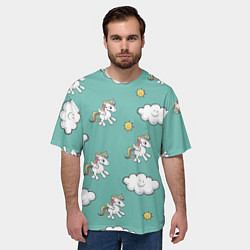 Футболка оверсайз мужская Love of Unicorns, цвет: 3D-принт — фото 2