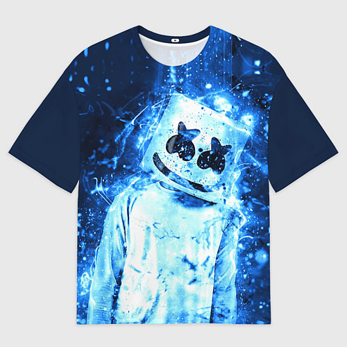 Мужская футболка оверсайз Marshmello: Blue Liquid / 3D-принт – фото 1