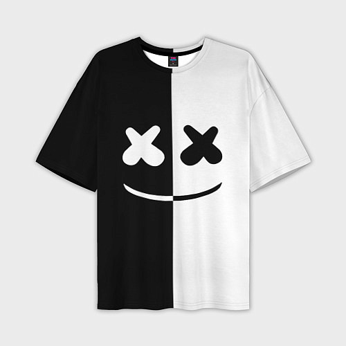 Мужская футболка оверсайз Marshmello: Black & White / 3D-принт – фото 1