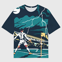 Футболка оверсайз мужская Ronaldo lightning, цвет: 3D-принт