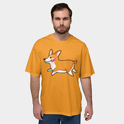 Футболка оверсайз мужская Бегущий корги, цвет: 3D-принт — фото 2