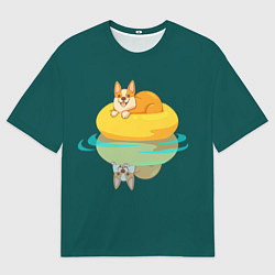 Футболка оверсайз мужская Корги на пончике, цвет: 3D-принт