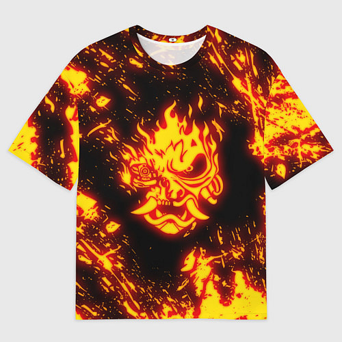 Мужская футболка оверсайз Cyberpunk 2077: FIRE SAMURAI / 3D-принт – фото 1