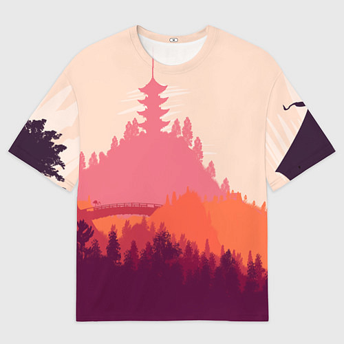 Мужская футболка оверсайз Firewatch City / 3D-принт – фото 1