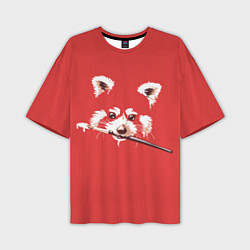Мужская футболка оверсайз Красная панда с кисточкой