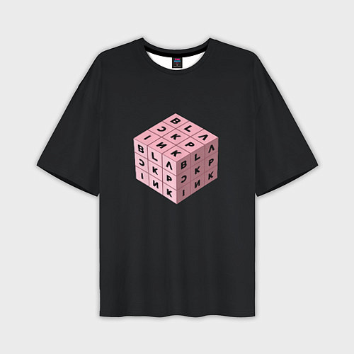 Мужская футболка оверсайз Black Pink Cube / 3D-принт – фото 1