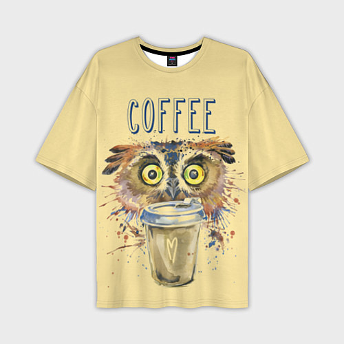 Мужская футболка оверсайз Owls like coffee / 3D-принт – фото 1