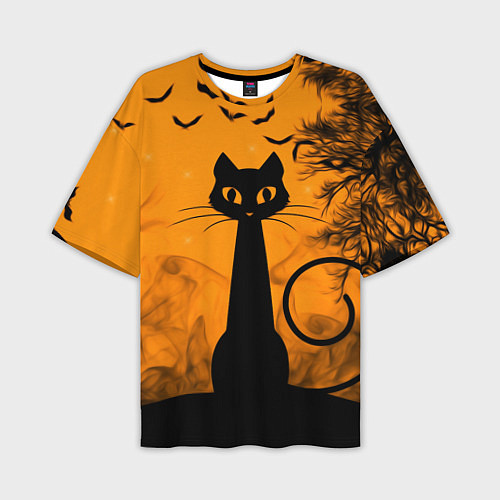 Мужская футболка оверсайз Halloween Cat / 3D-принт – фото 1