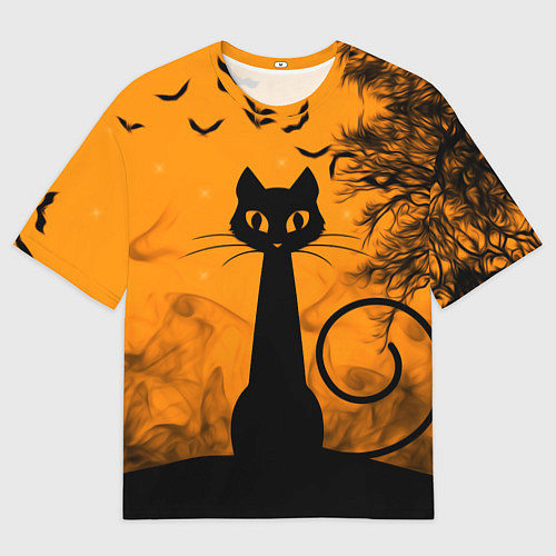 Мужская футболка оверсайз Halloween Cat / 3D-принт – фото 1