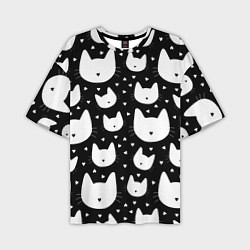 Мужская футболка оверсайз Love Cats Pattern