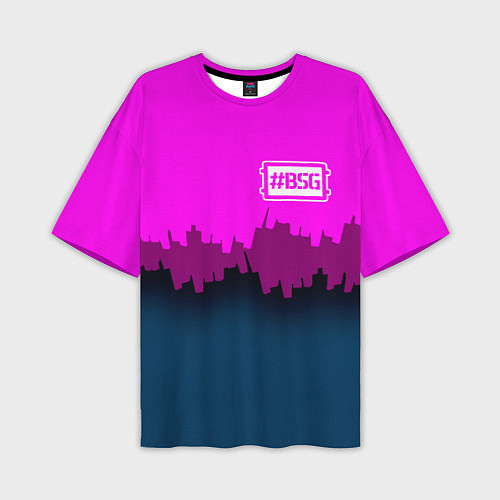 Мужская футболка оверсайз BSG: Neon City / 3D-принт – фото 1