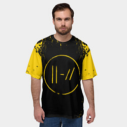 Футболка оверсайз мужская 21 Pilots: Yellow & Black, цвет: 3D-принт — фото 2