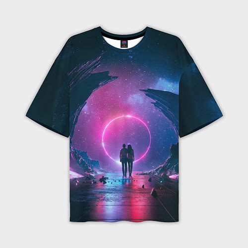 Мужская футболка оверсайз Любовь в космосе / 3D-принт – фото 1