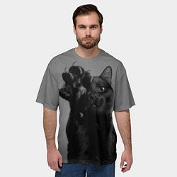 Футболка оверсайз мужская Черный котик, цвет: 3D-принт — фото 2